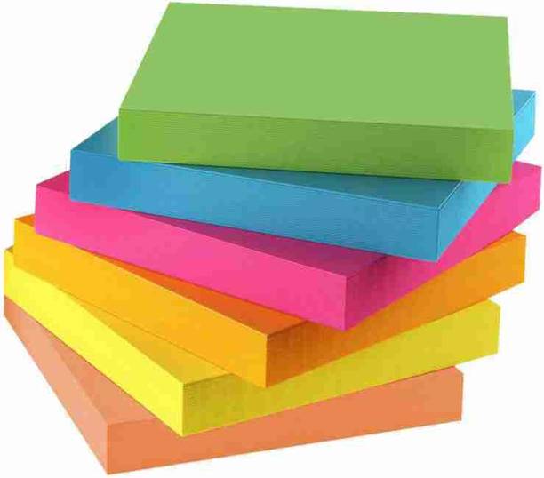 wisdo Fluorescent paper Self Adhesive Memo pad sticky Notes 400 Sheets Regular, 5 Colors