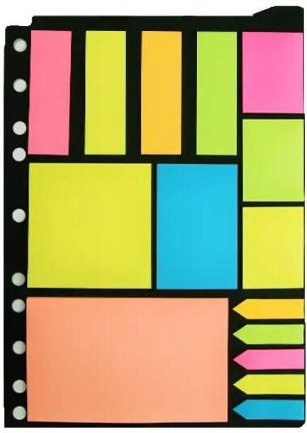QUALIQ Sticky Notes Set with Multi-Sized Tabs 375 Sheets Different Size Notes Unique Design, 1 Colors