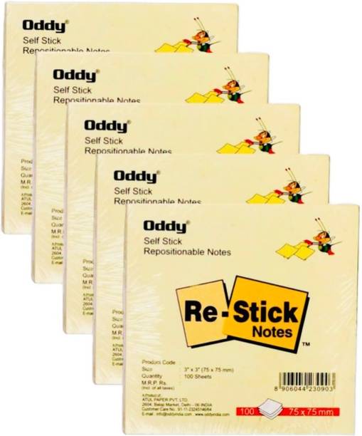 Oddy CREAM COLOR STICKY PADS/ Size - 3"X3" 100 Sheets STICKY NOTES/ Total - 500 Sheets, 1 Colors