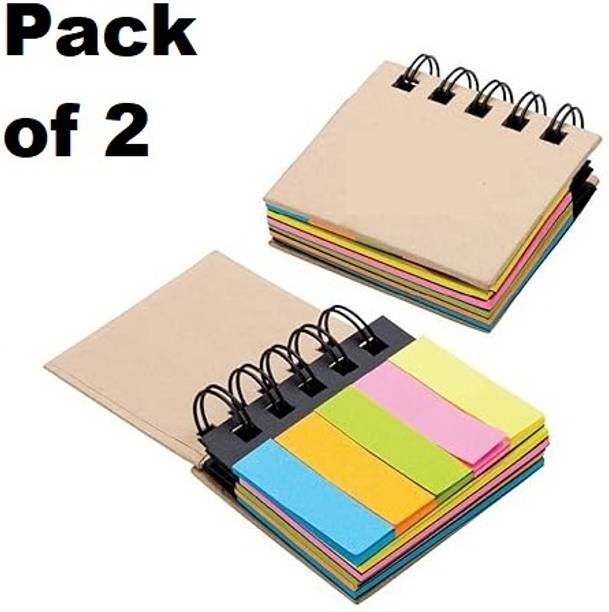 DALUCI Pocket-size Spiral Sticky Note Pad/Memo pad 25 Sheets Regular, 5 Colors