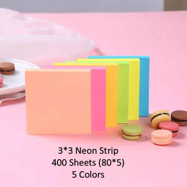 AirSoft Fluorescent Paper Self Adhesive Sticky Notes Bookmark Point It Marker Sticker 400 Sheets Regular, 5 Colors