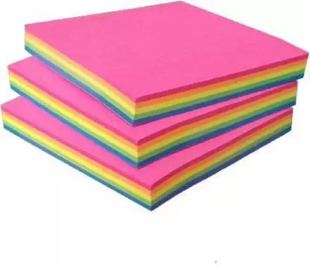 JKK Beautiful colorful Fluorescent sticky note pad in 5 color 100 Sheets Regular, 5 Colors