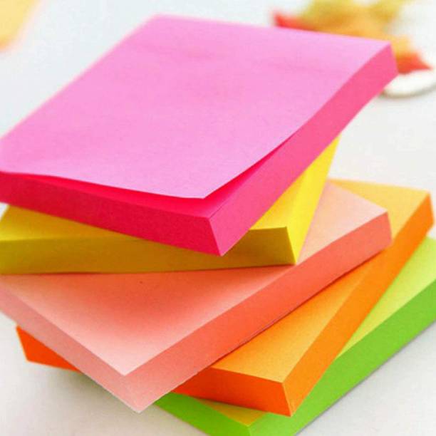 Nutshell Bright Colors Fluorescent Paper 400 Sheets 3 x 3 Inch Sticky Notes Self Adhesive Post It, 5 Colors