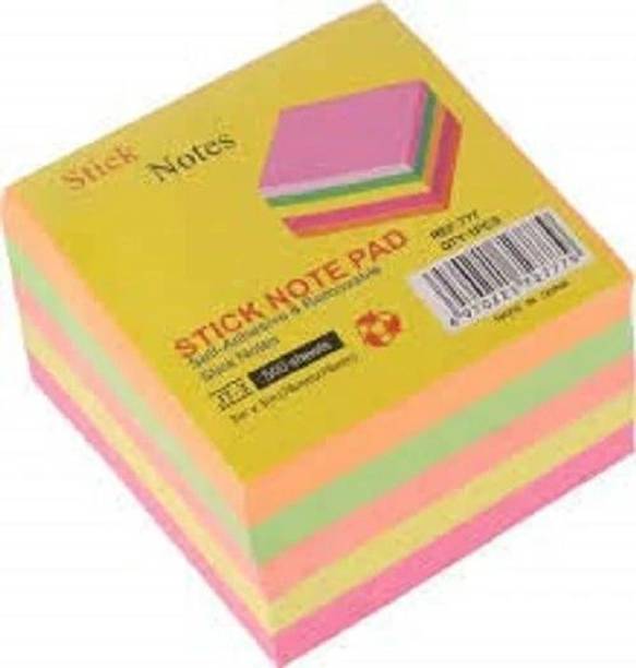 Samvardhan 400 Sheets (3X3) Fluorescent Paper Self Adhesive and Removable Sticky Notes 400 Sheets Regular, 4 Colors