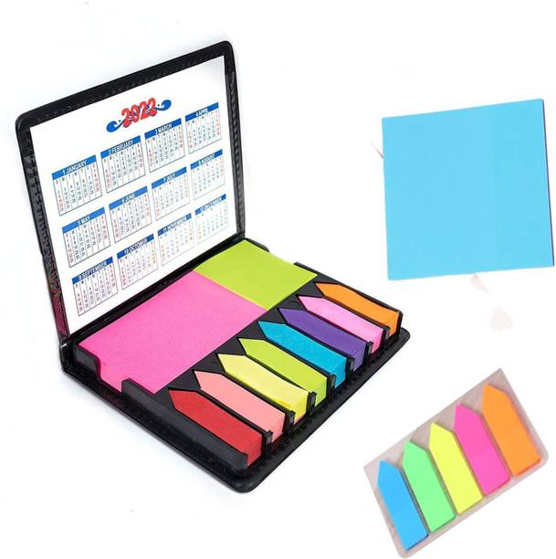 R H lifestyle Combo of PU Leather Transparent Sticky Note Color,Arrow Flag 125 Sheets OS4612 100 Sheets regular, 6 Colors