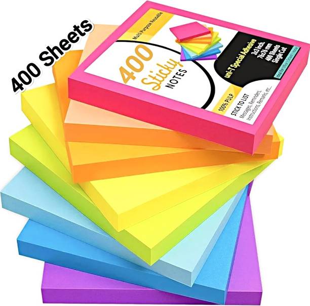ARRUM Strong Adhesive, Self-Stick, Multi-Color, Ideal for Notes, and Reminders 400 Sheets Self Sticking Note, 5 Colors
