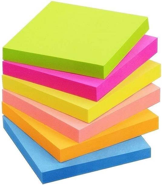 LOL store Bright Colors Fluorescent Paper 400 Sheets 3 x 3 Inch Sticky Notes Self Adhesive Post It, 5 Colors