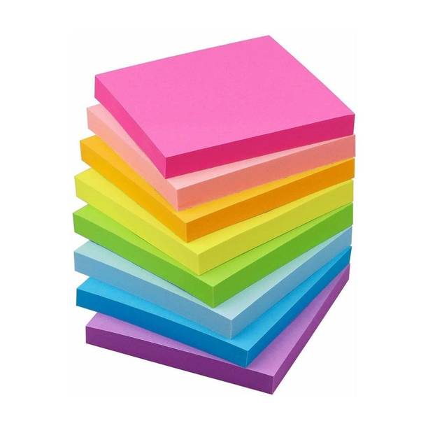 JKK Fluorescent Paper Self-Adhesive sticky and removable sticky Notes pad(Set of 5) 400 Sheets Regular, 5 Colors