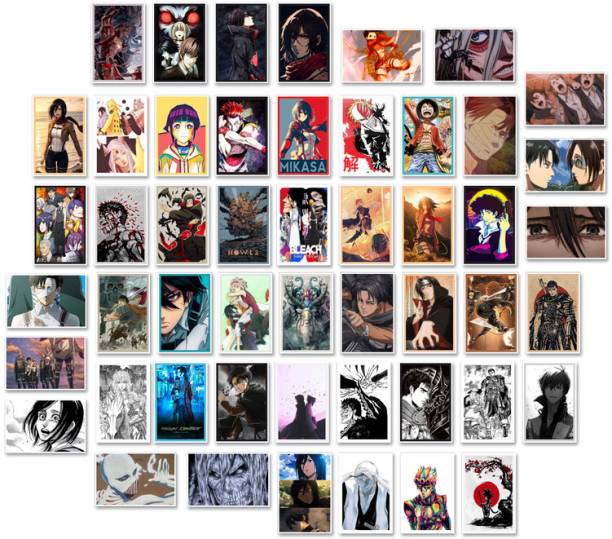 50 Pcs Wall Collage Kit, Anime Aesthetic Photo Collage, Manga Collage Kit for Boys and Girls b17 Paper Print