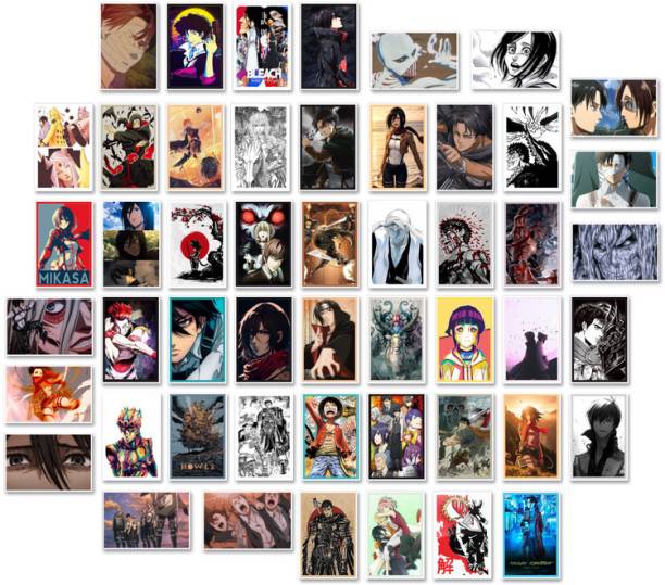 50 Pcs Wall Collage Kit, Anime Aesthetic Photo Collage, Manga Collage Kit for Boys and Girls b23 Paper Print