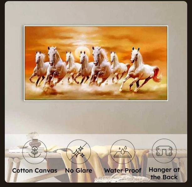 7 running horse vastu wall painting white horses sunrise religious wall photo frame for decor home office 3D Poster