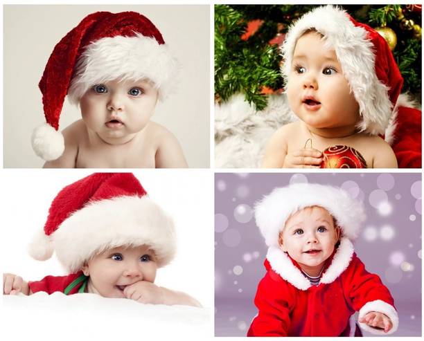 Set of 4 Cute Christmas Baby Poster - Smiling Baby Poster - Adorable Baby Poster - HD Baby Wall Poster (12x18-Inch, 300GSM Thick Paper, Gloss Laminated) Fine Art Print