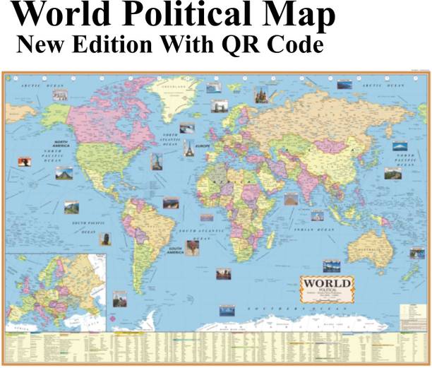 World Political Map 28x40 Inch (70x100 cm) – Premium 90 GSM Thick Paper | Extra Quality Print | Latest QR Code Edition | Ideal for SSC, UPSC & Competitive Exam Preparation | Durable & Detailed Wall Map Paper Print Paper Print Paper Print