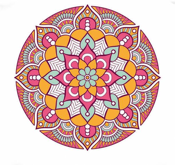 Rangoli Floor Self Adhesive Decorative Sticker || (45.72 cm X 45.72 cm) cut5602 Fine Art Print