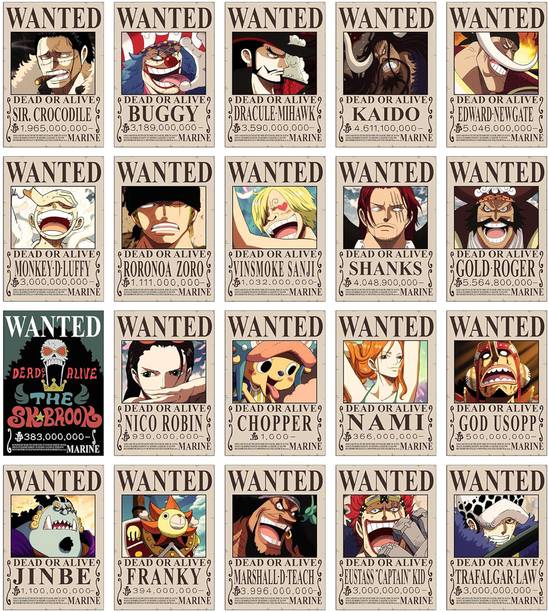 One Piece Wanted posters,Anime posters |Set of 20 one piece Bounty posters for wall | Size A4 Fine Art Print