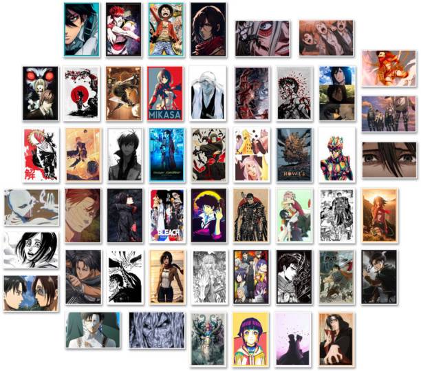 50 Pcs Wall Collage Kit, Anime Aesthetic Photo Collage, Manga Collage Kit for Boys and Girls b24 Paper Print