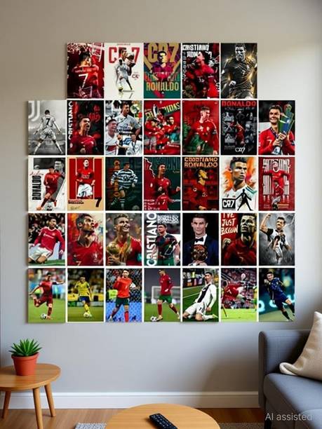 Pack of 33 Ronaldo Wall Collage Kit Posters | Posters for Wall Decoration | Wall Art For Bedroom, Office, Living room, (6 inch X 4 inch) Set of 33 Ronaldo Prints Photographic Paper