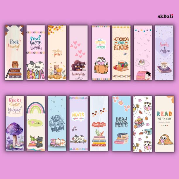 Set of 16 Pastel Encouraging Bookmarks – 2x6” – 350 GSM Thick Paper – Modern & Inspiring for Readers, Women & Teens Paper Print