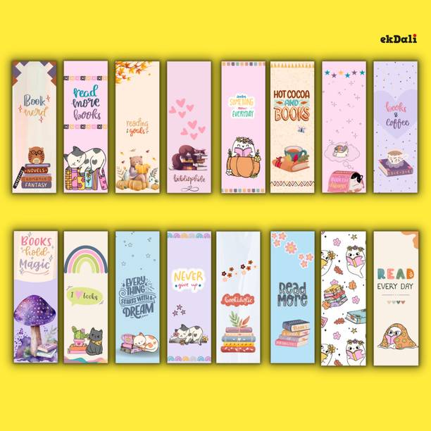 Set of 16 Pastel Inspirational Bookmarks – 2x6” – 350 GSM Thick Paper – Trendy & Inspiring for Readers, Women & Teens Paper Print