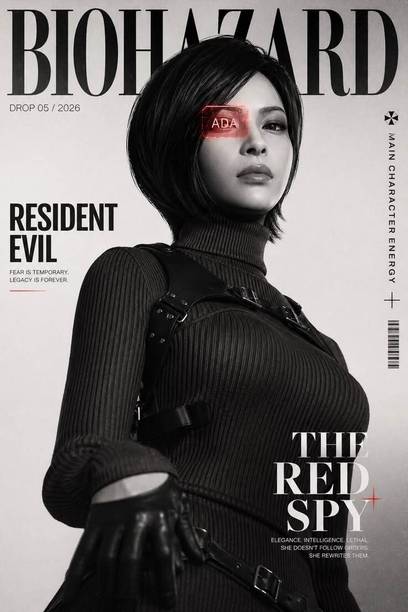 Resident Evil Ada Wong Vogue Poster Print, A4 Video Game Character Wall Decor for Game Room, Bedroom or Study Room, Unframed Matte Finish Paper Print