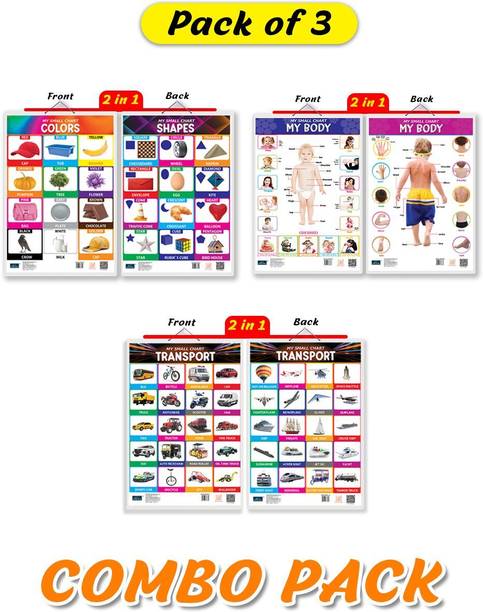 My Small Chart Set of 3 My Body ,Colors and Transport Educational Learning Charts Paper Print