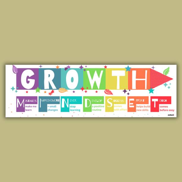 Your Journey Begins Here: Kids’ Growth Mindset - large Banner - 13 x 36 inches, rolled banner suitable for kids room, nursery, classroom Paper Print