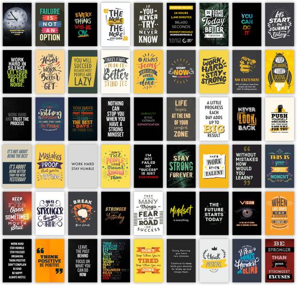Pack of 54 Motivational Aesthetic Wall Collage kit Posters | Posters for Wall Decoration | Wall Art For Bedroom, Office, Living room, Dorm room Photographic Paper