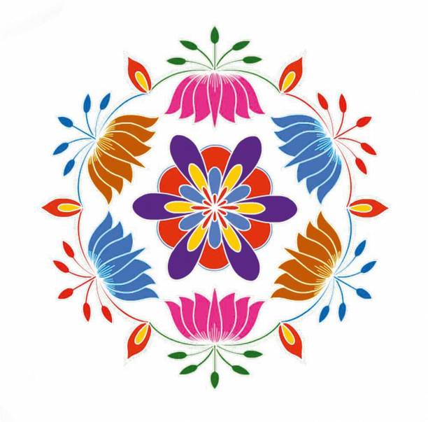 Rangoli Floor Self Adhesive Decorative Sticker || (45.72 cm X 45.72 cm) cut5593 Fine Art Print