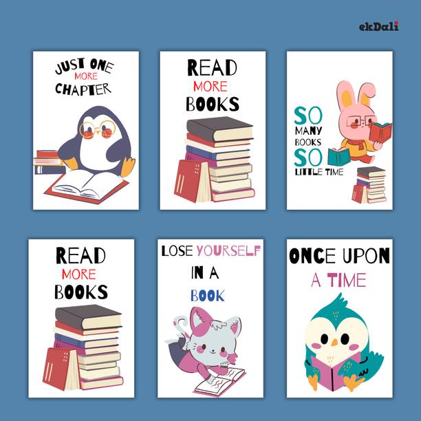 Set of 6 A5 Animal Print Posters for Kids Who Love Books Paper Print