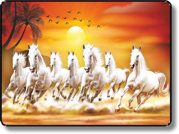 saf 7 Running horses Vastu UV textured Digital Reprint 14 inch x 11 inch Painting