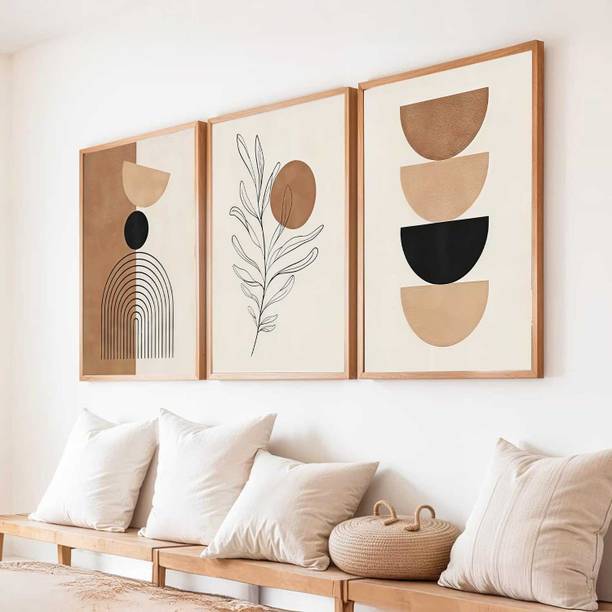 Home Decor Boho Painting Decorative Wall Art poster With Frame For Living Room Bed Room Hotel Wall Decor Digital Reprint Set of 3 Paper Print