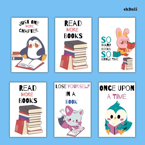 Animal-Themed Book Posters for Kids Who Love to Read Paper Print