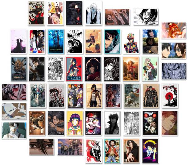 50 Pcs Wall Collage Kit, Anime Aesthetic Photo Collage, Manga Collage Kit for Boys and Girls b12 Paper Print