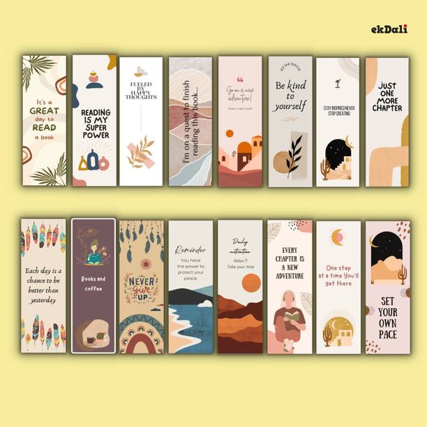 16 Boho-Themed Bookmarks – 2x6 Inch – 350 GSM Paper – Minimalist Gift for Readers, Women, Teens & Bookworms Paper Print