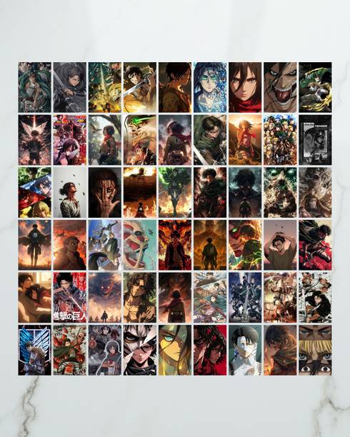 Attack on Titan Poster Collage Set of 54 (4x6 Inch) – High-Quality Wall Art Featuring Eren, Levi, Mikasa & More | Aesthetic Anime Decor for Bedrooms, Dorms, Study Rooms & Anime Fan Gifts Fine Art Print
