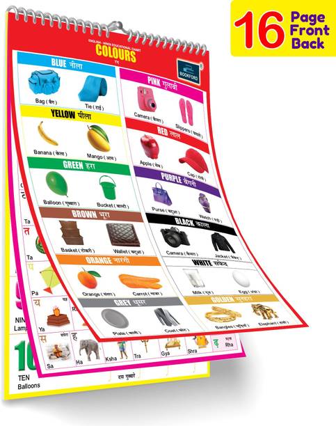 16 in 1 Color Educational Chart For Kids -Children Spiral Wall Picture Chart with Big Fonts and Realistic Pictures Paper Print