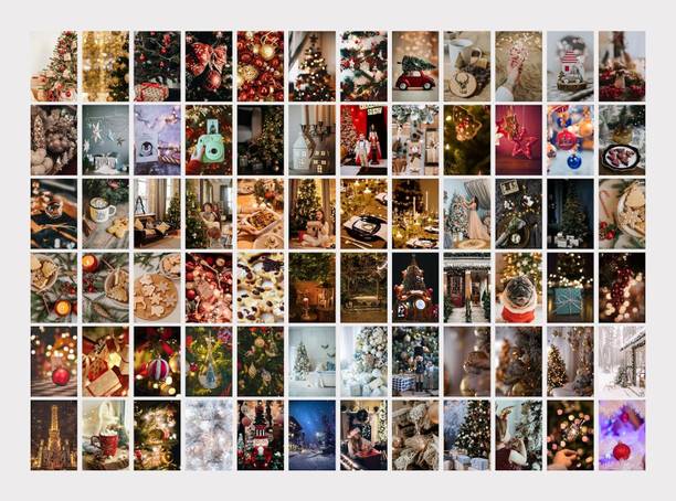 Christmas Poster Pictures Wall Decor Aesthetic 4''x6'' Wall Collage Kit Room Decorations Preppy Bedroom Aesthetic (4 x 6, Poster 11, 70 Pcs) Fine Art Print