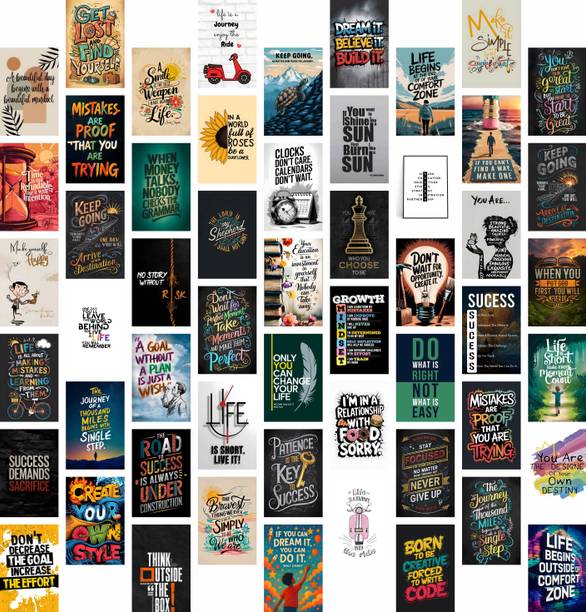 Motivational Inspirational Quotes Self Adhesive Sticker Pack of 54 | 4x6 Inch Peel & Stick Affirmation Wall Stickers | Daily Motivation Decal Set for Room, Study Desk, Office & Workspace | Gift for Students, Professionals & Goal-Achievers Paper Print