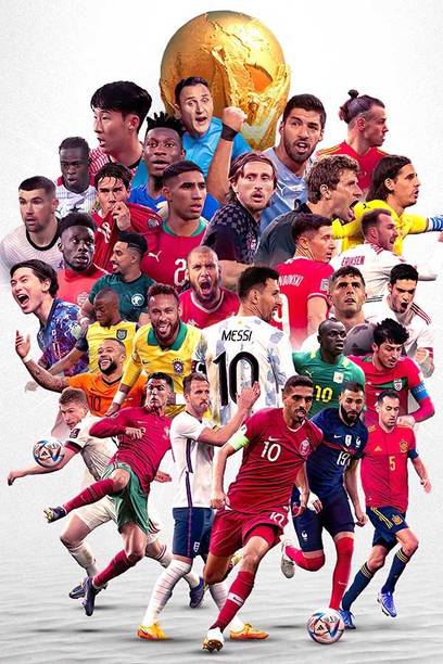 Self Adhesive UV Coated High Resolution Vinyl Print Art Poster of FIFA World Cup 2022 Team Captains – PSF16 Fine Art Print
