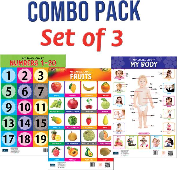 Bookford Publications My small chart Numbers, Fruits & My Body (Set of 3) Paper Print