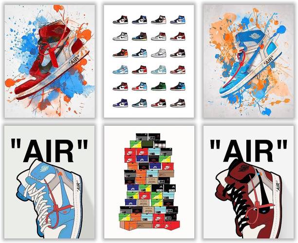 Hypebeast Poster – Unframed Set of 6 (8 x 10 Inch) – AJ Wall art, Room Decor, Michael Jordan Poster, Gym Shoes Shoebox Collection Aesthetic Cool Poster for Teen Boys Guys Men Room Dorm Bedroom Fine Art Print