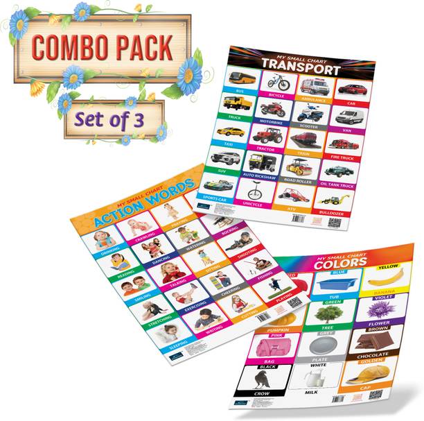 Bookford Publications My small chart Action Words, Colors & Transport (Set of 3) Paper Print