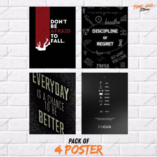 Daily Discipline, Habitual Growth & Persistent Focus Poster Set: 4 Premium High-Definition Wall Prints Featuring Strategic Mantras for Daily Execution, Resilience, and Long-Term Self-Improvement for Your Workspace Photographic Paper