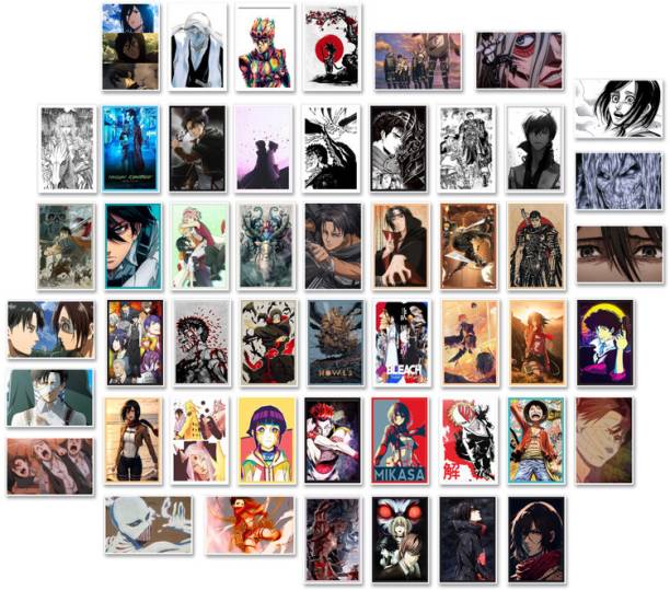 50 Pcs Wall Collage Kit, Anime Aesthetic Photo Collage, Manga Collage Kit for Boys and Girls b16 Paper Print