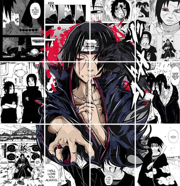 Set of 12 itachi manga kit wall decor 300 GSM hard poster naruto posters Paper Print