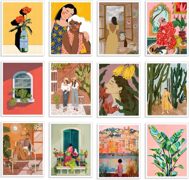 Aesthetic Boho Posters for Room Decoration Size : A4 Pack of 12 Wall Collage Kit Fine Art Print Fine Art Print