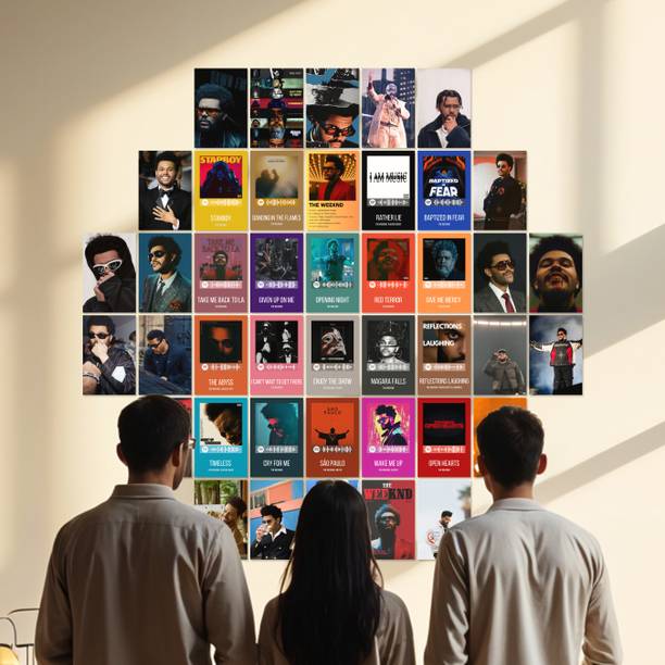 The Weeknd Posters Collage Set of 54 | 4x6 Inch High-Quality Wall Posters of The Weeknd | Best Album Covers, Song Art, Live Performance & Candid Moments | Music Posters with Scannable Codes for Listening Fine Art Print