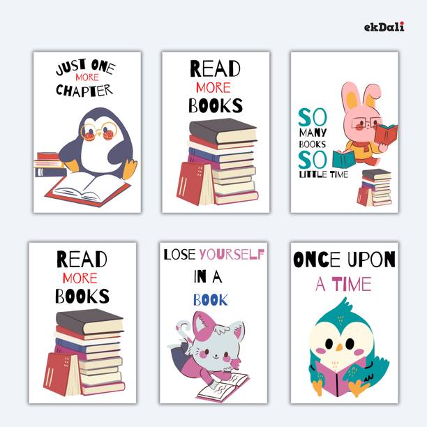 Set of 6 Cute Animal Book Posters for Kids – A5 Size Paper Print