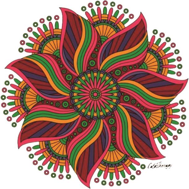 Rc Decor Satrangi Rangoli Floor Decor Sticker For Pooja Room Living Room Size - 45CmX45Cm Vinyl