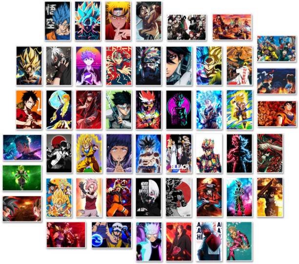 Anime Manga Posters Collage Kit for Wall Decor set of 50 Pieces.d4 Paper Print